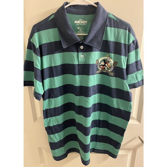 2-Disney Mickey and Friends Shirts Tennis Club Polo Summer Mens XL Striped NWT - Picture 2 of 10